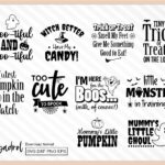 10 Halloween themed t-shirt phrases svg for toddlers