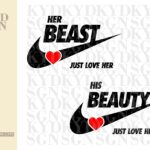 Beast Beauty Couple Shirt Design SVG, Inspired by Nike