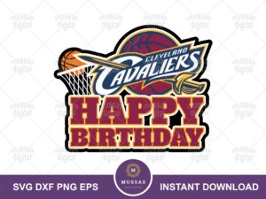 Cleveland Cavaliers Birthday Cake Topper Printable Download, Cavaliers Party Theme PNG