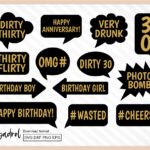 Dirty Thirty SVG, 30th Photo Booth Prompt, Banner PNG Vector