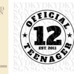 Official Teenager 12 SVG, 12th birthday svg, 2011