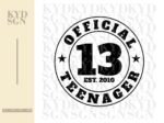 Official Teenager 13 SVG, 13th birthday svg, 2010