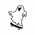 ghost playing skater design svg for halloween