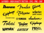 14 Guitar Brands Logo SVG, Vector, PNG, Fender, Ibanez