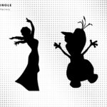 Frozen SVG, Silhouette, Elsa, Olaf Black PNG, DXF EPS