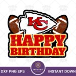 Kansas City Chiefs Happy Birthday Cake Topper Design Download, KC Chiefs NFL Party