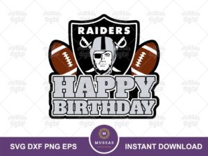 Las Vegas Raiders Happy Birthday Cake Topper Design Download, NFL