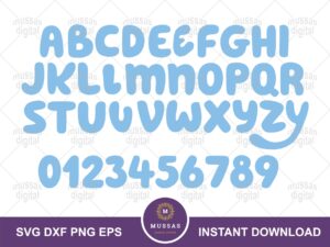 bluey font svg, alphabets, bluey clipart