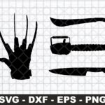 freddy krueger glove, jigsaw, freddy hand svg, horror movie vector