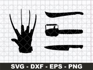 freddy krueger glove, jigsaw, freddy hand svg, horror movie vector