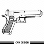 Glock Outline SVG, Gun Clipart Vector