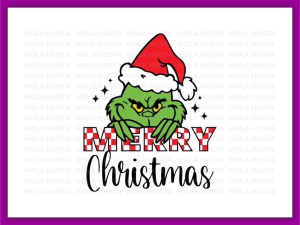 Grinch Merry Christmas Santa Hat Christmas Buffalo Xmas SVG