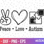 Peace Love Autism SVG, Car Sticker Design for Cricut