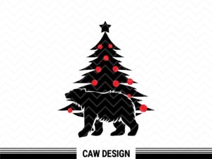 bear under the Christmas tree vector svg cricut