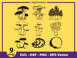 mushroom svg set, mush room clipart outline black