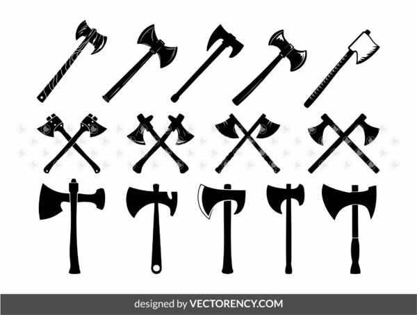 Axe SVG Bundle, Double Cross Axe, Tomahawk Clipart Vector