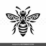 Bee SVG Cut File, Honey Silhouette Stencil DXF Vector