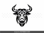 Bull Head SVG, Vector, Bull Tattoo, Silhouette PNG EPS