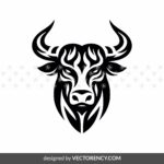 Bull Head SVG, Vector, Bull Tattoo, Silhouette PNG EPS