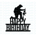 Cake topper army png svg, happy birthday army veteran PNG