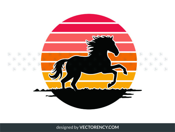 Horse Silhouette SVG, Vintage Design