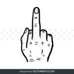 Middle Finger Clipart SVG, Outline Vector