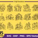 Nativity SVG, Jesus SVG Vector Outline HD