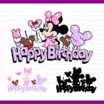 Pink Minnie Mouse Cake Topper Printable PNG, Snack Minnie SVG, Birthday