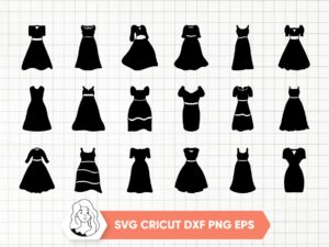 Women Frock SVG, Frock Silhouette, Ladies Frock Vector