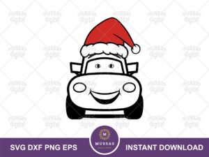 lightning mcqueen wearing santa clause svg vector File