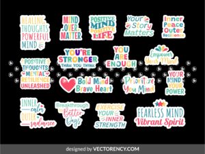 mental health motivation svg bundle, sticker pack motivations png file