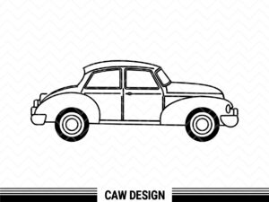 old car Pobeda clipart, vintage car svg