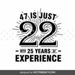 47 is Just 22 with 25 Years of Experience, Birthday SVG, Dad PNG EPS