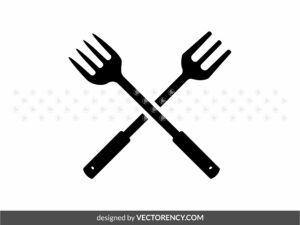 Crossed Grill Fork and Spatula Clipart, SVG