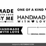 Handmade with love svg, handmade label, craft vector