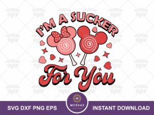 I'm A Sucker For You Svg Mouse Candy Heart Funny Valentine's Day