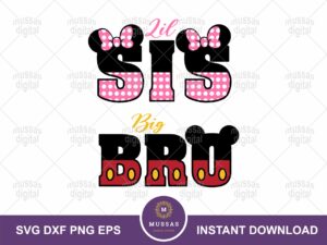 Lil Sis, Big Bro SVG Mouse Sis Mouse Bro Family Trip Cricut vector