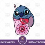 Stitch Valentine SVG, Stitch bubble tea PNG Image