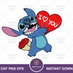 Stitch Valentine's Day SVG Vector Image