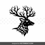 Deer Head DXF Stencil Cutting File, SVG, PNG