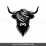 highland cow stencil vector art