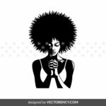 Black Woman Pray SVG, Afro Girl Praying PNG