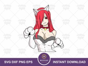 Erza Scarlet Ahegao SVG Neko Ears Echi PNG Vector