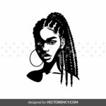 Melanin Woman Pigtail Braids Hairstyle SVG