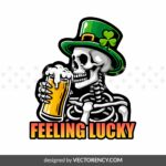 Skeleton Feeling Lucky PNG for DTF or DTG