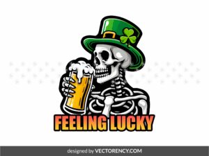 Skeleton Feeling Lucky PNG for DTF or DTG