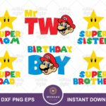 2nd Mario Bros Birthday Boy PNG SVG Family Mom Dad