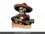 Skeleton Sombrero Cinco De Mayo Design Transparent (DTF, PNG)