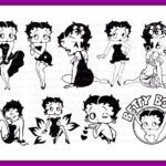 simple small betty boop tattoo set vector png