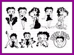 simple small betty boop tattoo set vector png